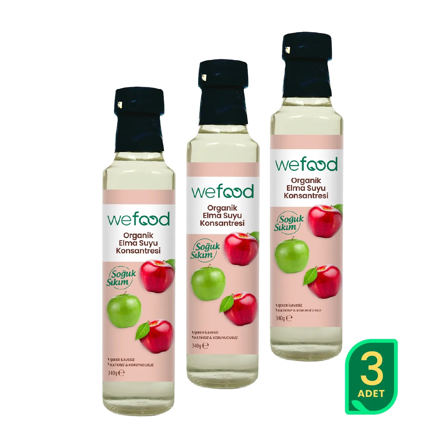 Wefood Organik Elma Suyu Konsantresi 340 gr 3'lü